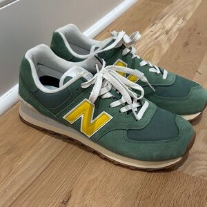 New Balance Green Sneakers with Yellow Accents